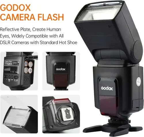 Imagen 2 del producto Godox TT520II-Flash de cámara inalámbrico Speedlite, Thinklite TT520II, con señal integrada de 433MHz, para Canon, Nikon, Pentax, Fujifilm, Olympus, DSLR