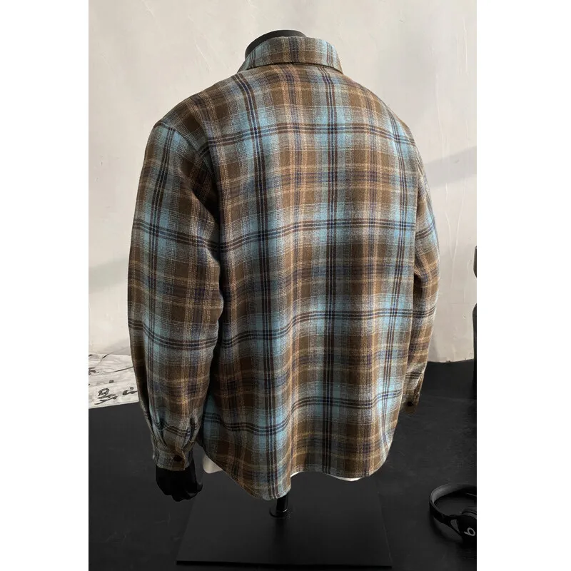 Spring Long Sleeved Shirt Men Retro Plaid Shirt Men Japanese Streetwear Loose Casual Shirt Mens Vintage Shirts Plus Size 5XL