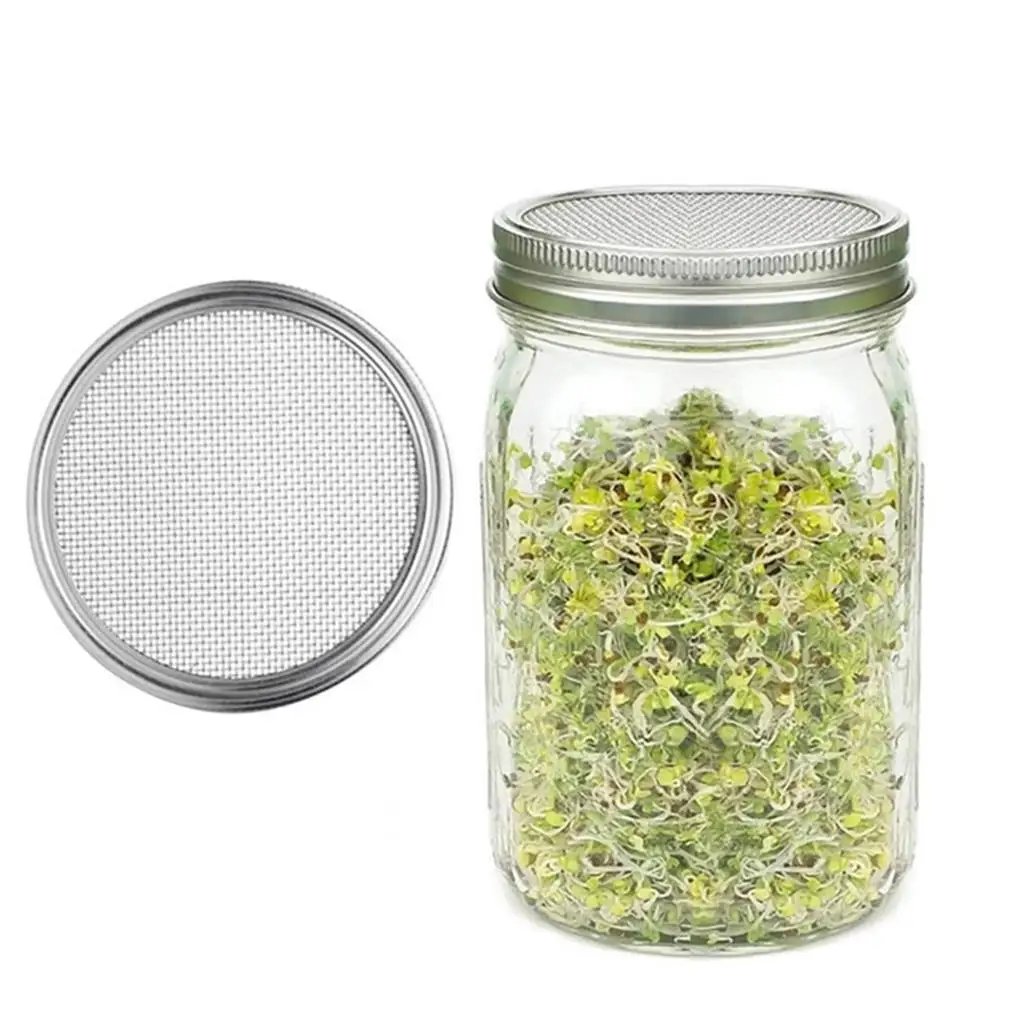 4 Pieces Sprouting Lids Mesh Strainer Mason Jar Canning Growing Filter