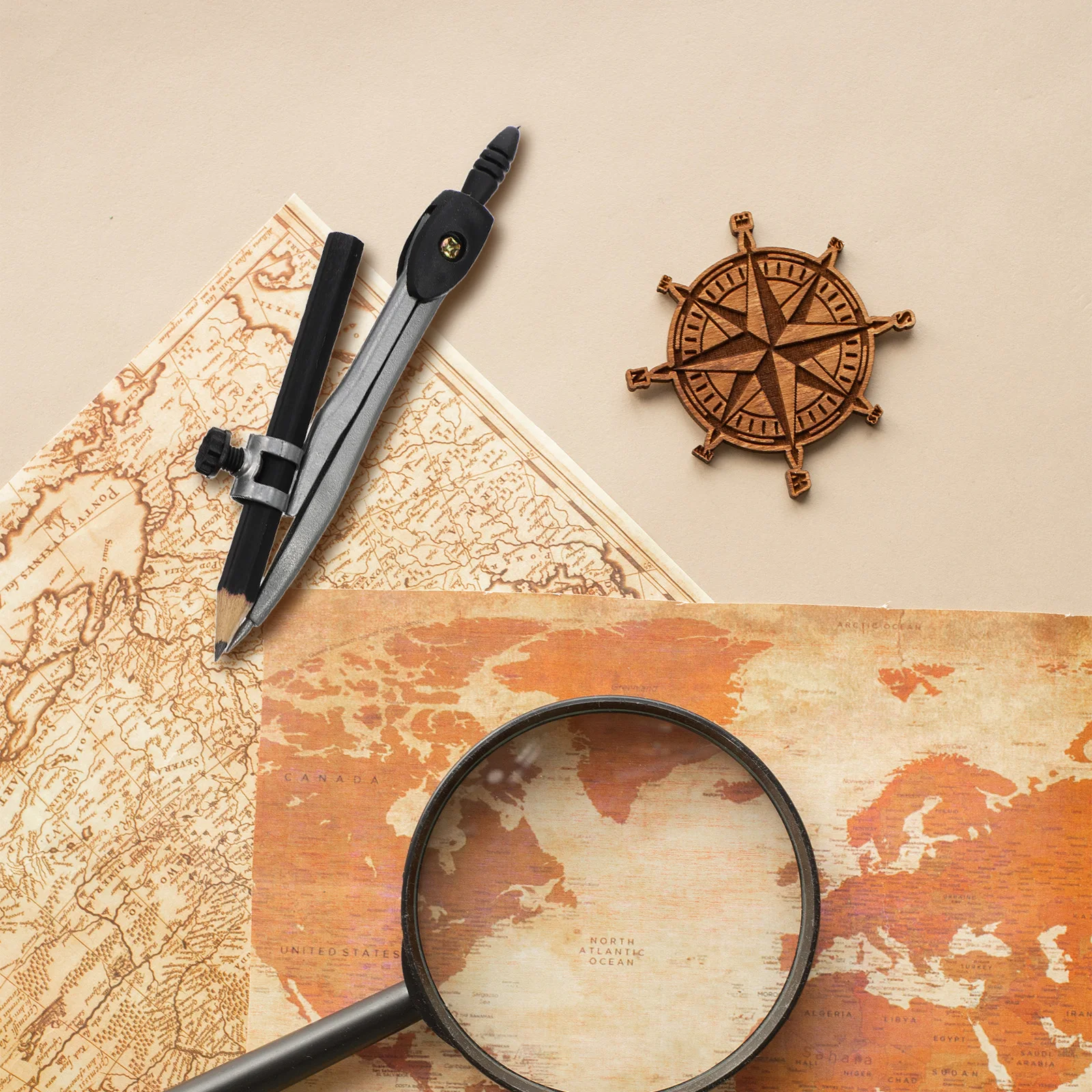 Drawing Compass Metal Precision Drafting Tool for Geometry Math Art Students Screw-Mount Pencil Holder Shiny Plating Long