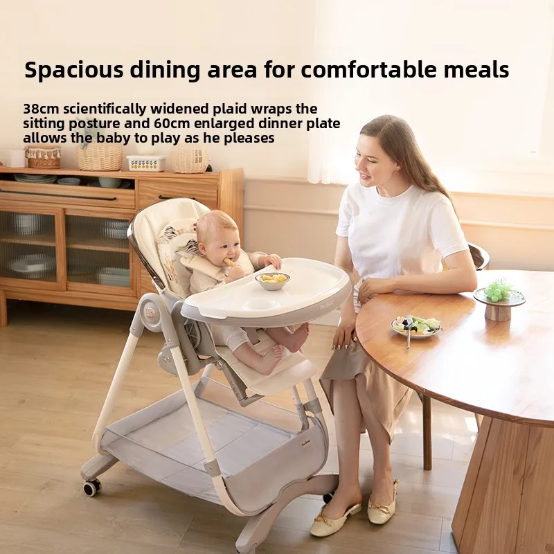 2-in-1 Baby High Chair Rocking Chair, Dining Table Chair, Multi-functional Folding Kids Chairs Can Sit or Lie Down Baby Chairs