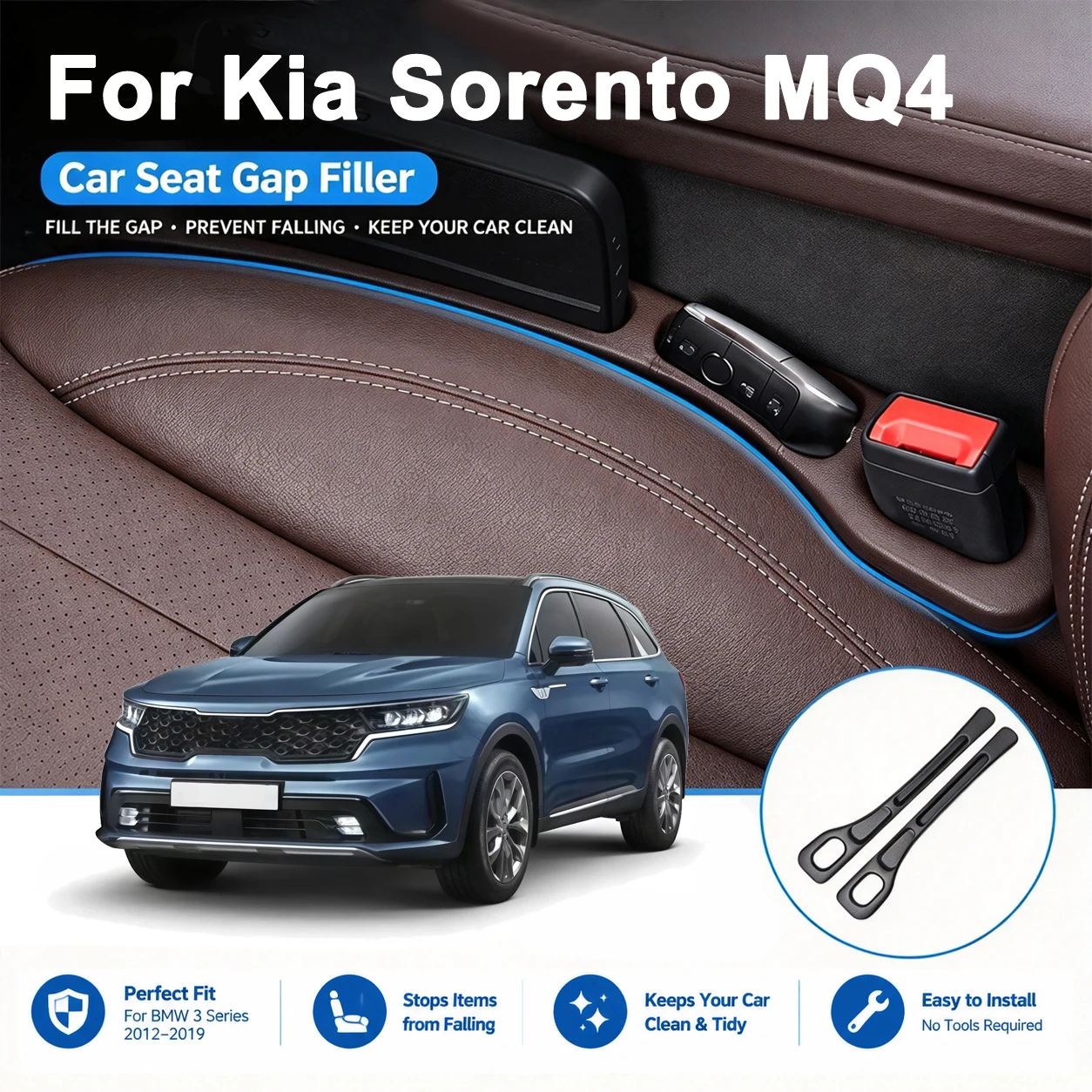 Car Seat Crevice Organizer Strip 2pcs/set For Kia Sorento MQ4 Vehicle Interior Accessories Gap Filler Blocker
