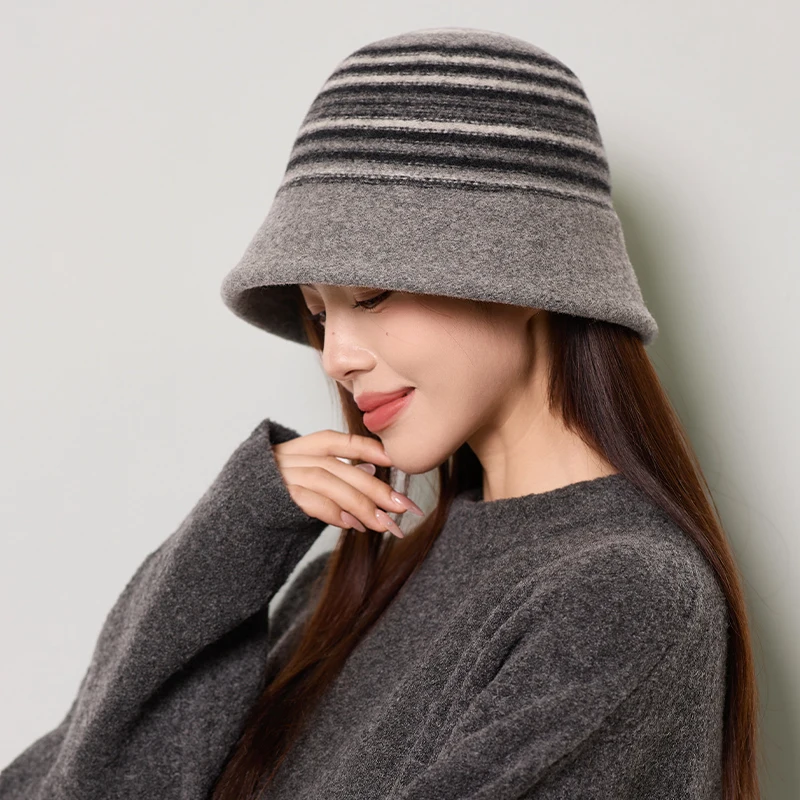 

Шерстяная шляпа-панама (64% шерсть) для женщин, зимняя теплая, во французском винтажном стиле, однотонная, в полоску, элегантная, солнцезащитная, рыбацкая шляпа, шапка-чапе, шапка-френч, шапка-фишермен, шапка-клош