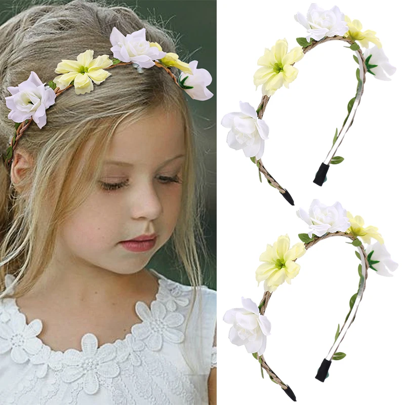 Oaoleer New Boho Flower HairBands for Women Girls Bride Wreath Headbands Child Hair Hoop Korea Headwear Wedding Hair Accessories