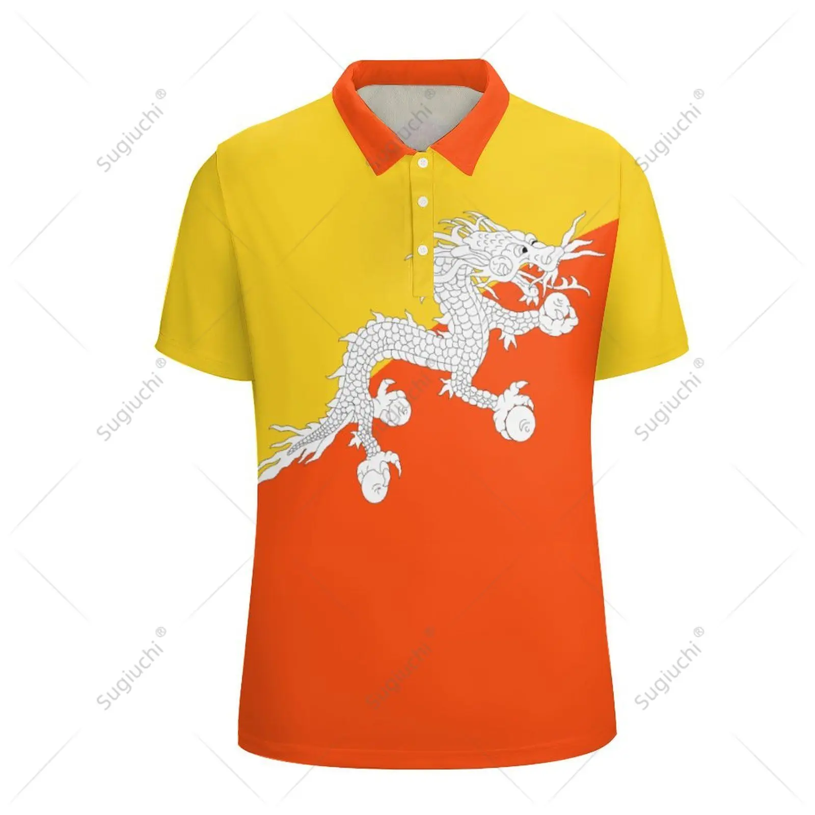 Unisex Polo Shirt Bhutan Flag 3D Print Man Polo Fashion Clothing Tracksuits Short Sleeves