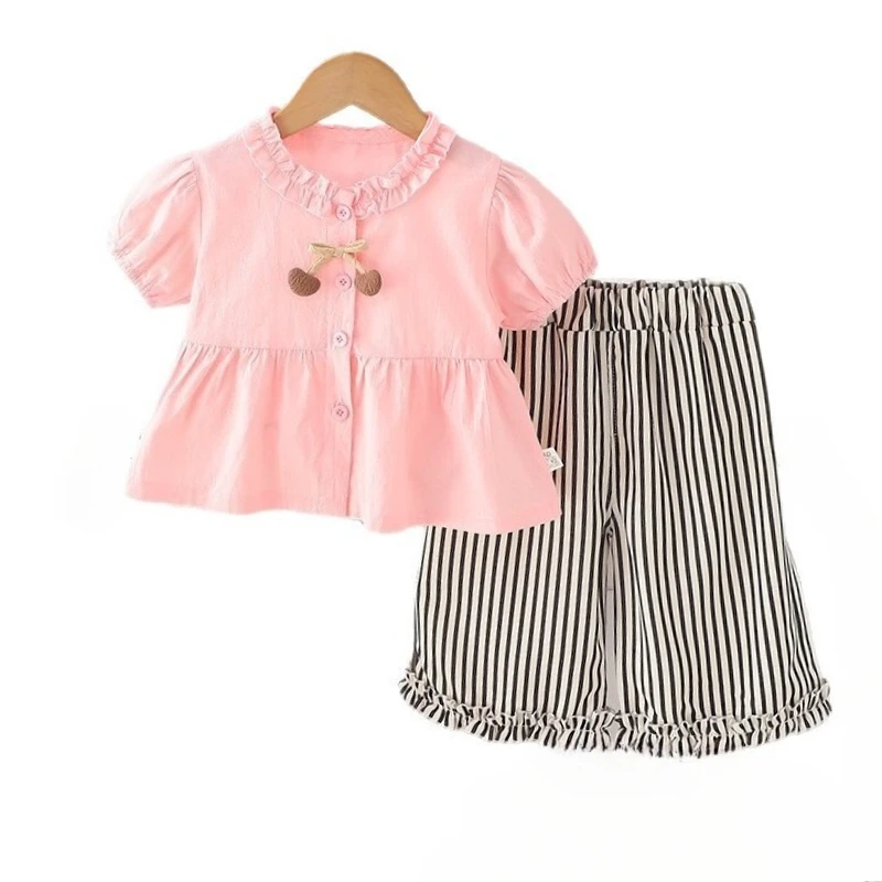 

New Summer Baby Girls Clothes Suit Children Short Sleeved Shirt Shorts 2Pcs/Sets Infant Clothing Toddler Costume Kids Tracksuits