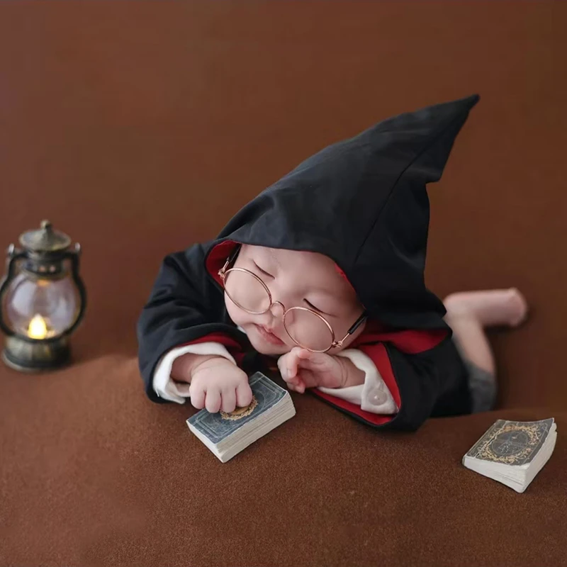 Newborn Baby Photography Clothing  Props Wizard Robe Baby Boy Girl Magic Cape Cute Outfits Infant Photo Shoot Accessories 0-2M