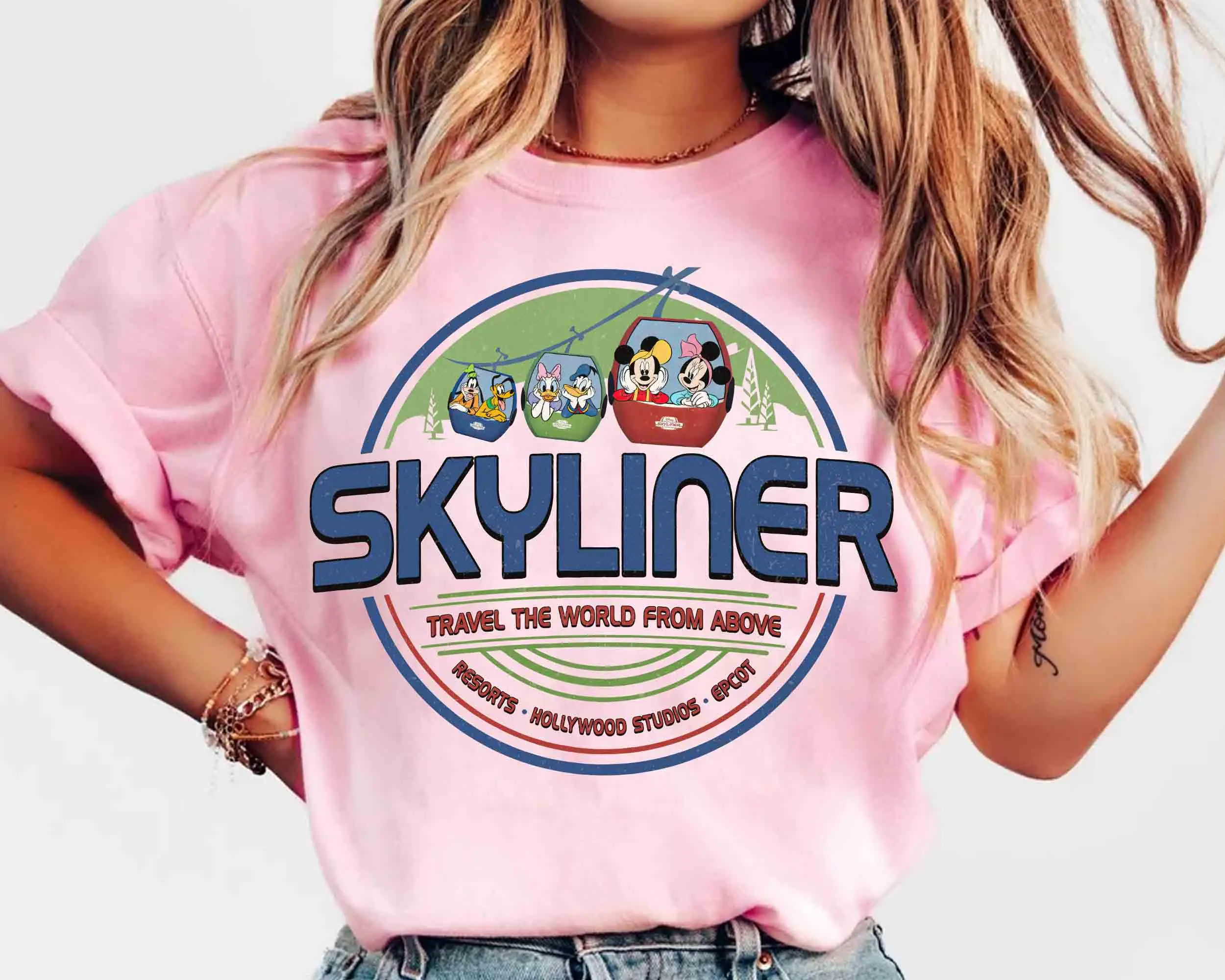 تي شيرت Disney Skyliner Travel The World From Above تي شيرت Walt Disney World Resort Family Trip