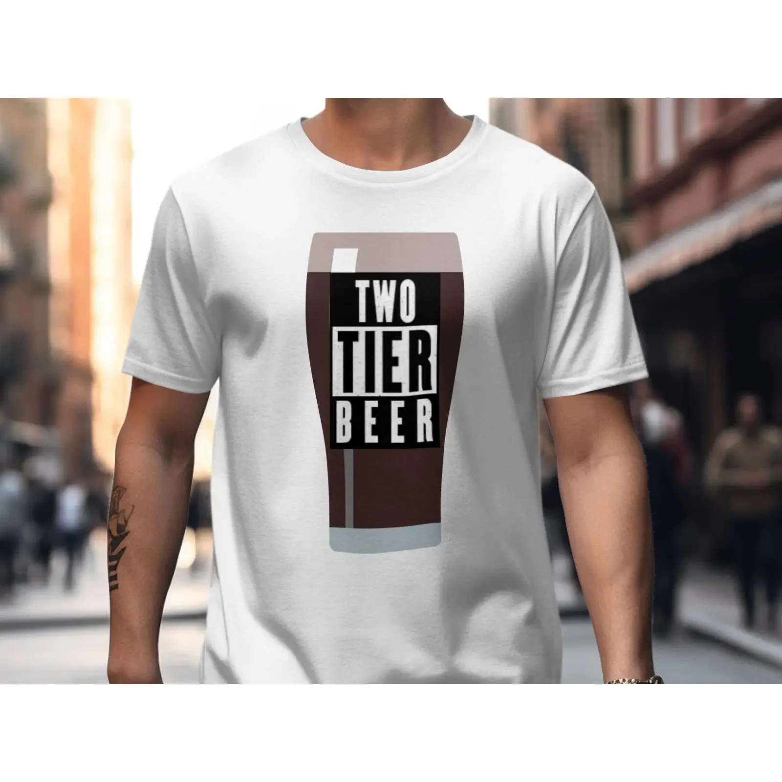 Two Tier Beer Funny T Shirt Lover Bar Humor Drinking for Brewery Punk Enthusiasts Alcohol Casual vintage Washed Soft