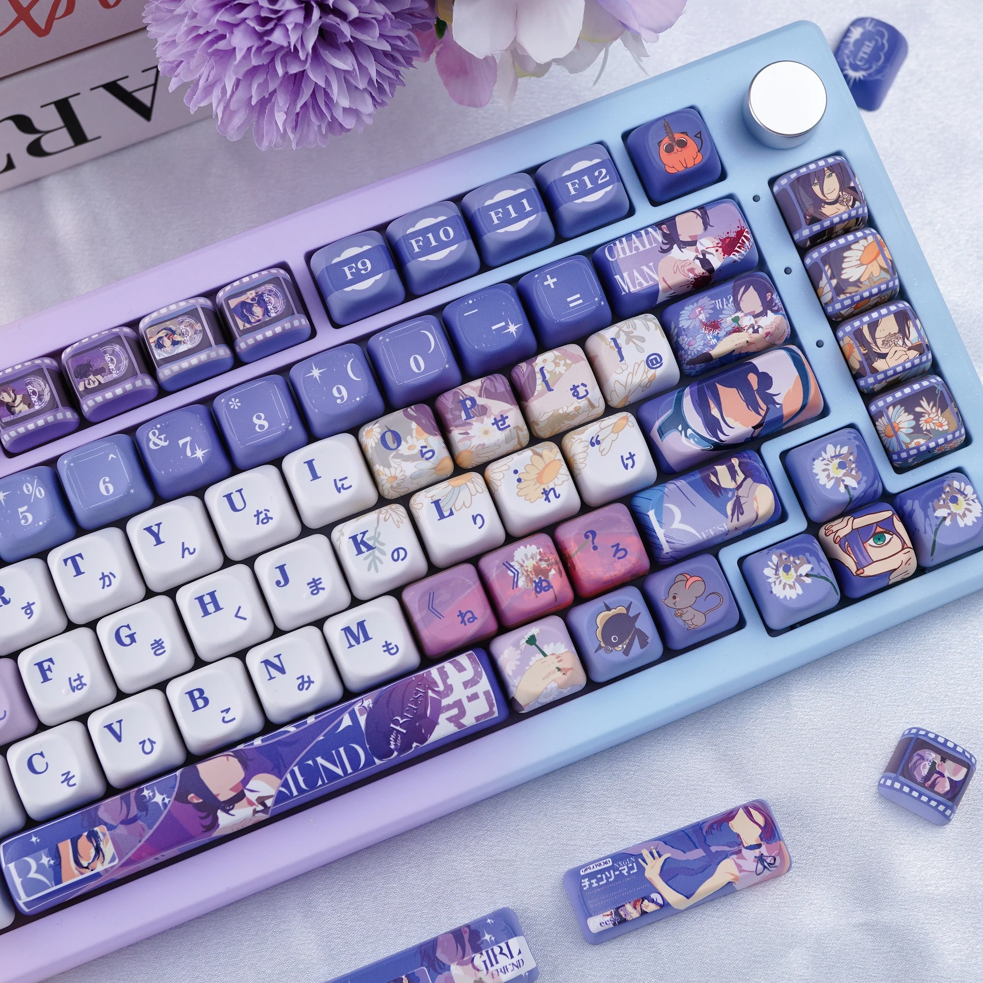 

Колпачки для клавиш Reze Character Chainsaw Man Anime Theme MOA Круглые милые колпачки для клавиш Фиолетовый PBT Пользовательские колпачки для клавиш DIY Механическая игровая клавиатура