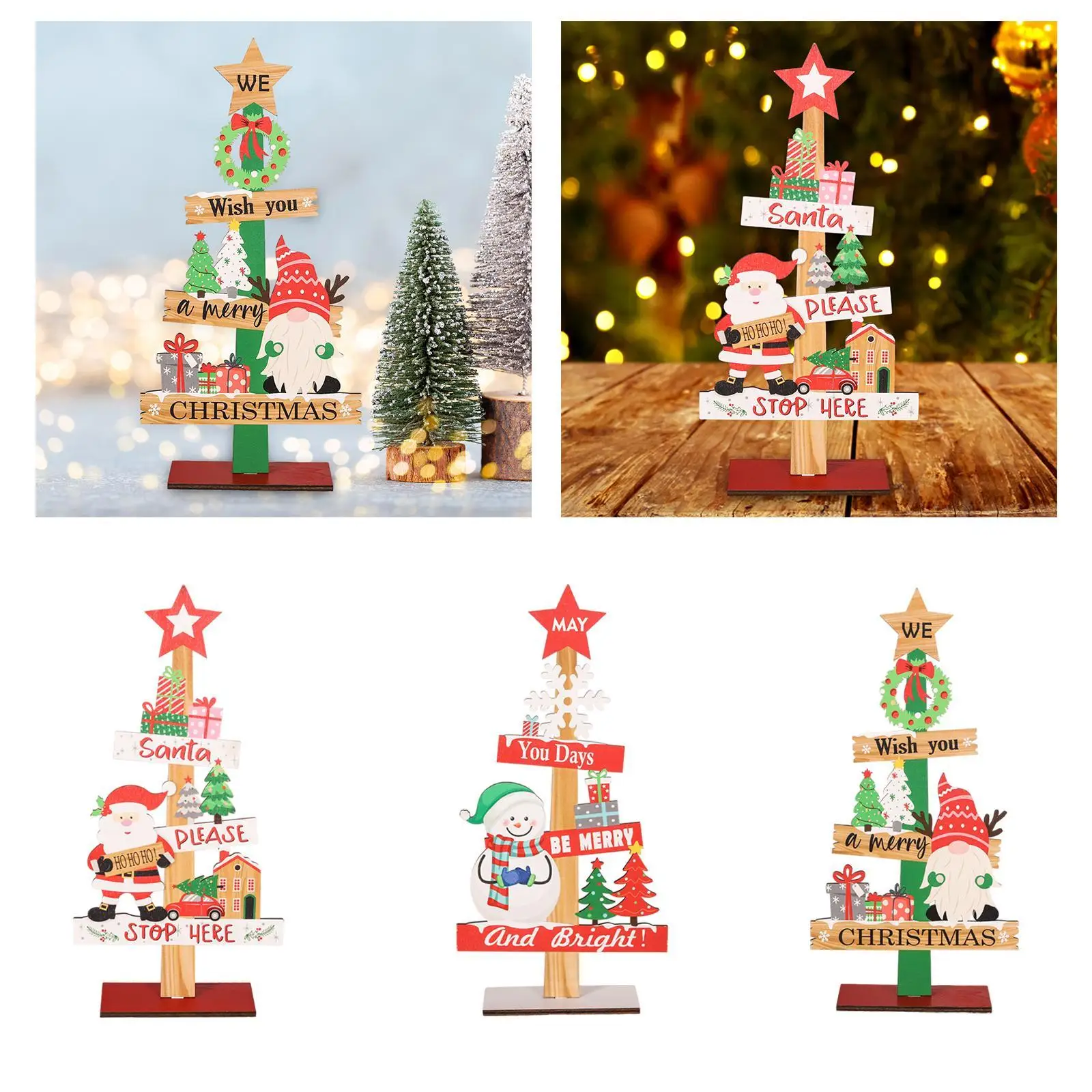 Wood Christmas Table Sign Rustic Cafe Christmas Tabletop Decoration