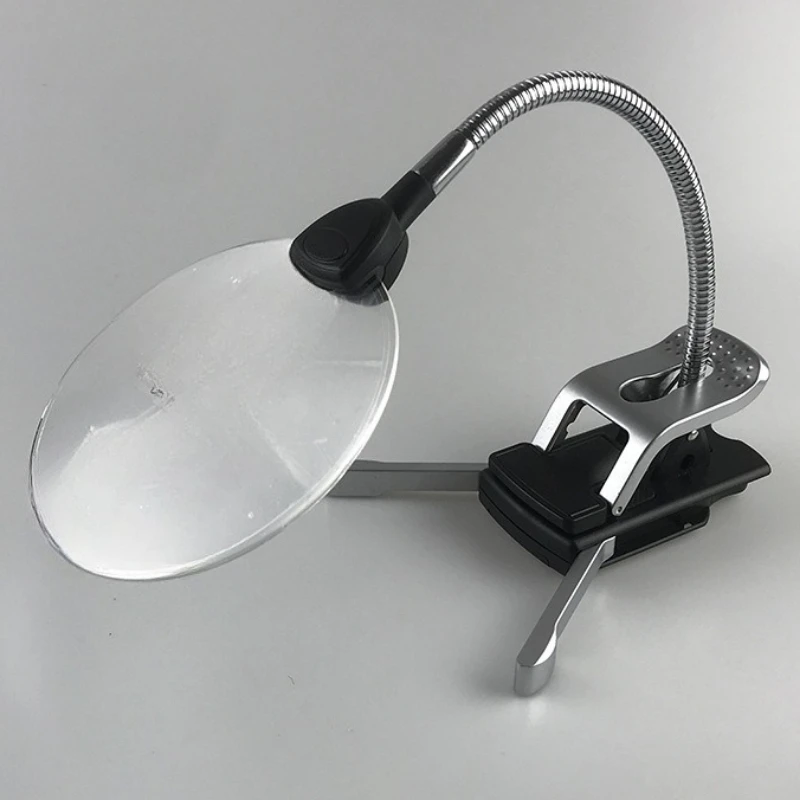 5X 10X Desk Table Stand Lighted Magnifying Glass with LED Lights Lamp Dual Lens Repairing Loupe Flexible Magnifier Helping Hands