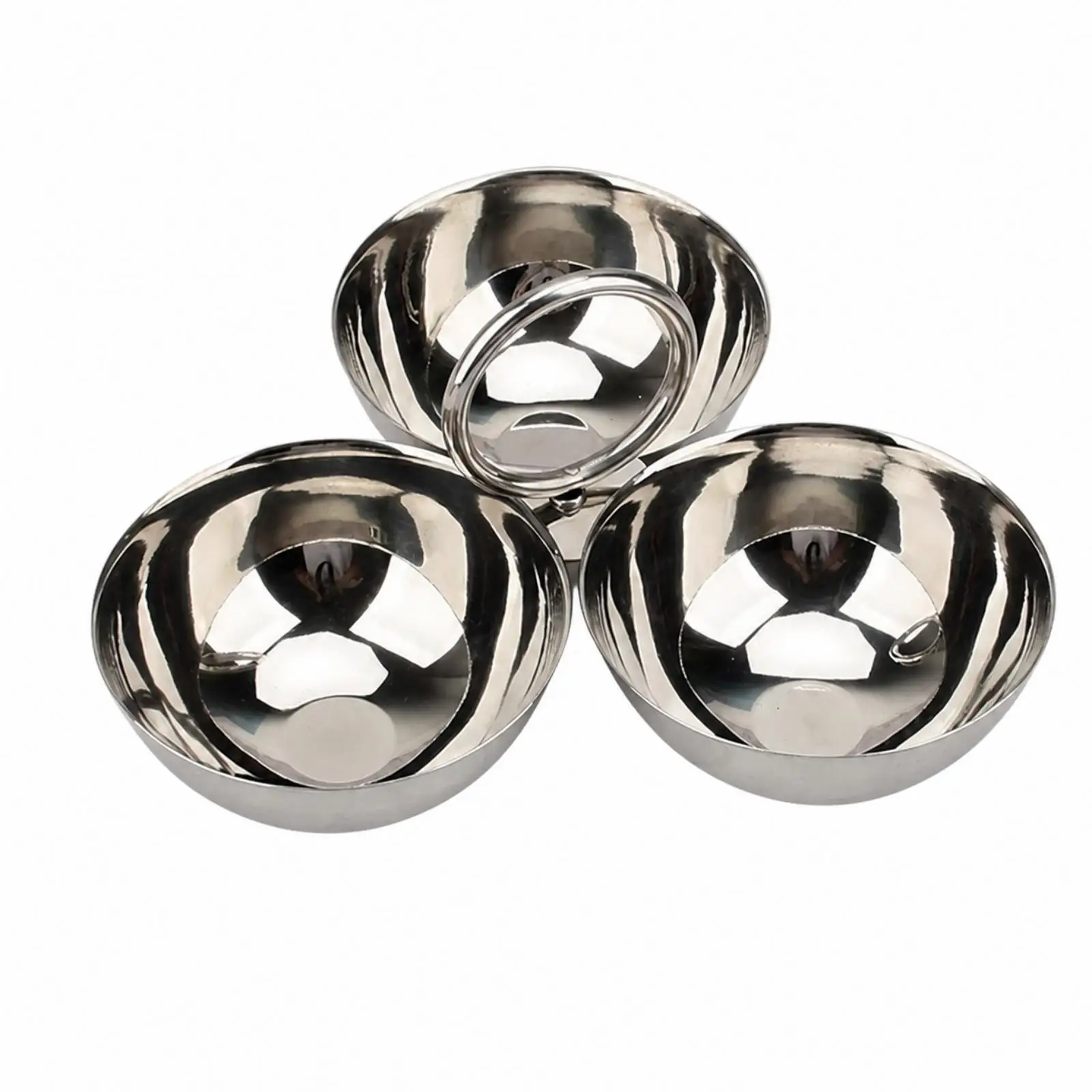 Three-Compartment Fruit Bowl Smooth Edges Three-Section Snack Bowl with Central Handle 3-Compartment Stainless Steel Snack Tray
