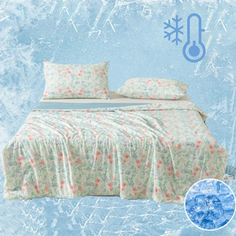 

Cooling Blankets Flower Printed Smooth Air Condition Cool Comforter Lightweight Summer Quilt (NO Pillowcase)