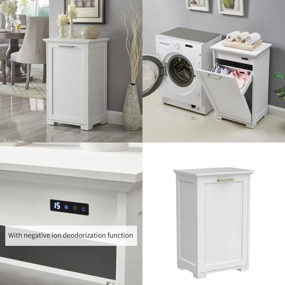 خزانة فرز الغسيل الخشبية المائلة مع ميزات إزالة الروائح الكريهة والأيونات السالبة لتعزيز النظافة المنزلية والتنظيم