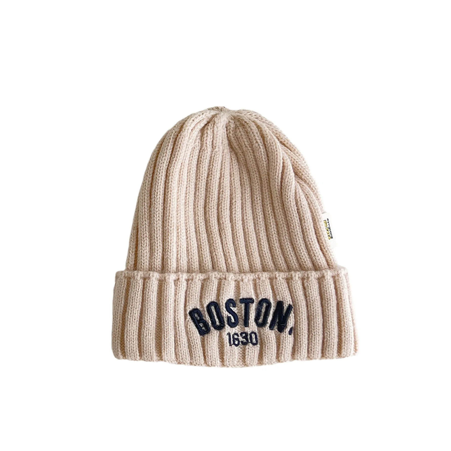 Topi rajut hangat bayi, 1-6 tahun warna Solid huruf Beanie musim dingin untuk anak perempuan laki-laki Vintage bordir BOSTON topi anak-anak