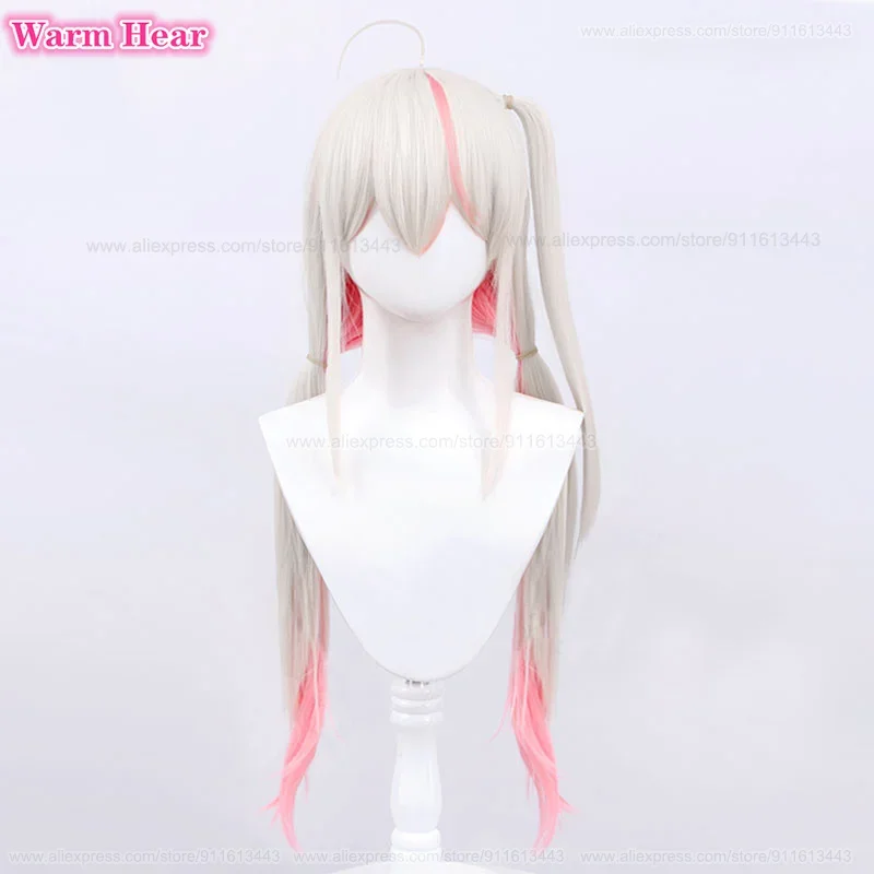 New! Game Jackal Cosplay Wig 75cm Long Beige Gradient Pink Wig And Headwears Heat Resistant Fibre Cosplay Anime Wigs A Wig Cap