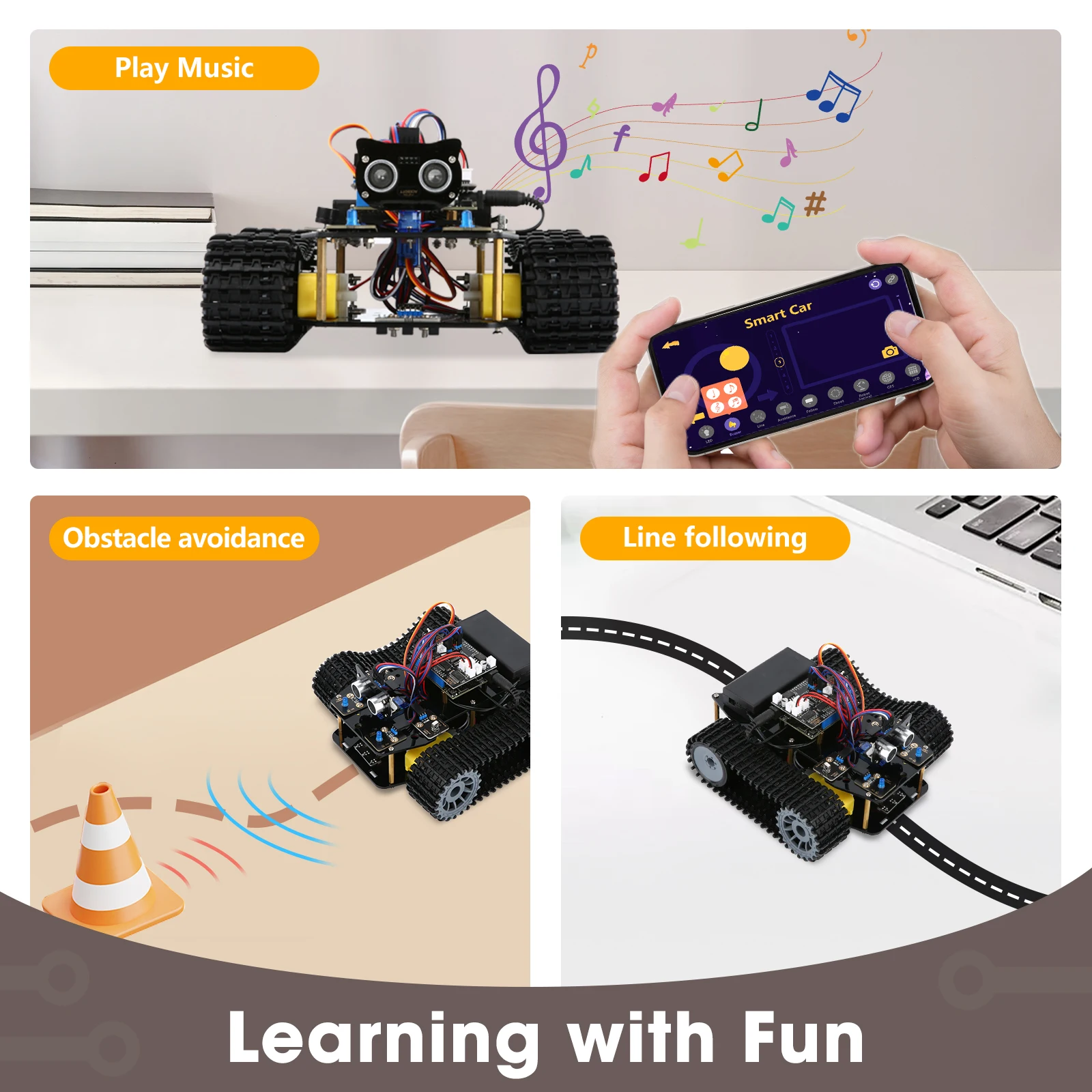 

ACEBOTT Smart Robot Tank Car Kit with ESP32 for Arduino Robotics for Kids STEM Science Kits Coding