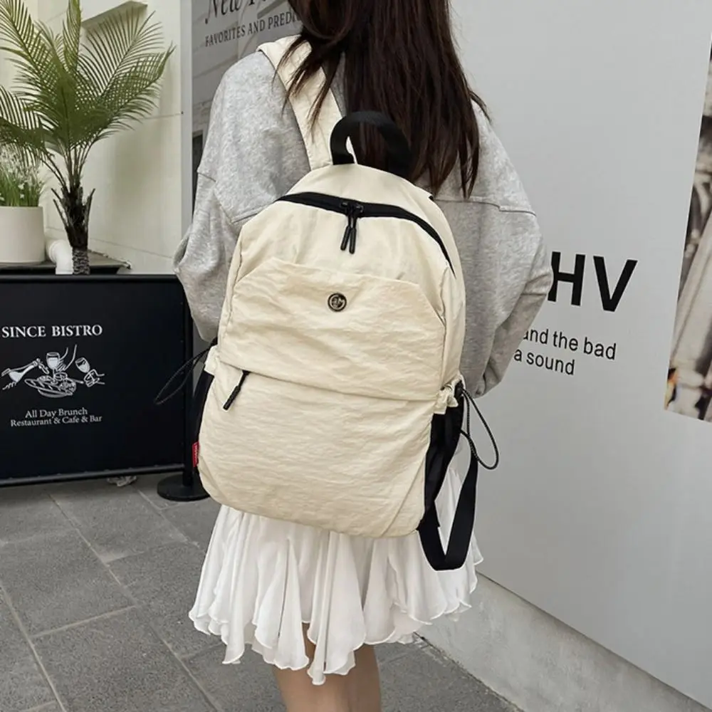 防水小型パックスポーツナイロンバックパック無地韓国スタイル無地ショルダーバッグハンドバッグレトロバックパックアウトドア