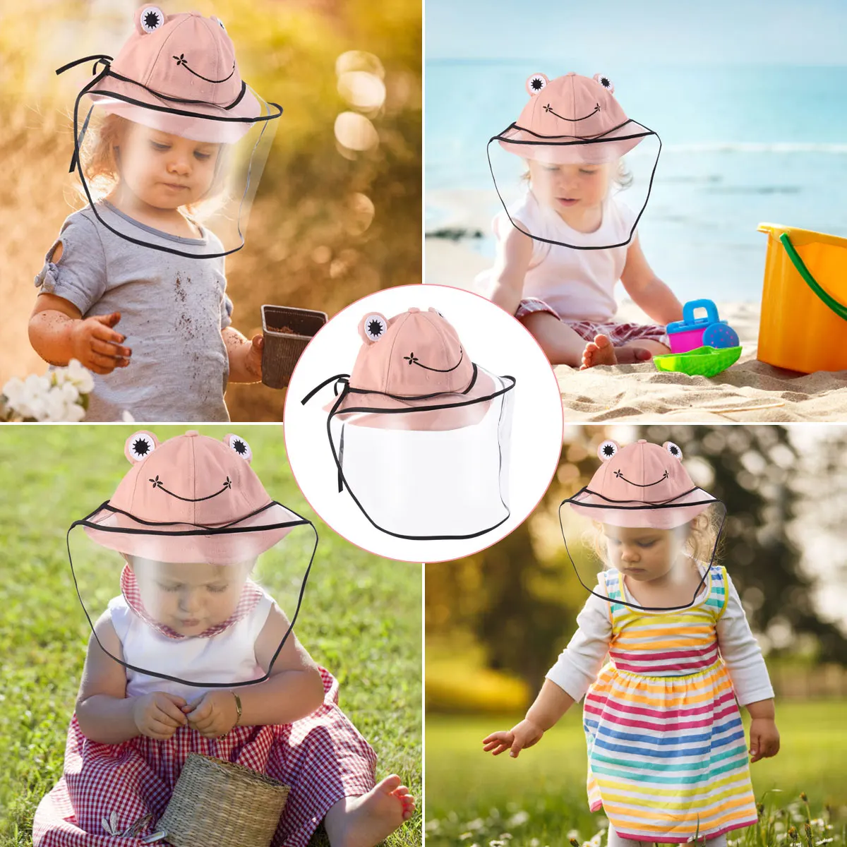 

Foldable Hat Windproof Uv Protection Cap With Face Cover For Kids Toddlers Outdoor Fishing Camping Gift Idea Pink Hats