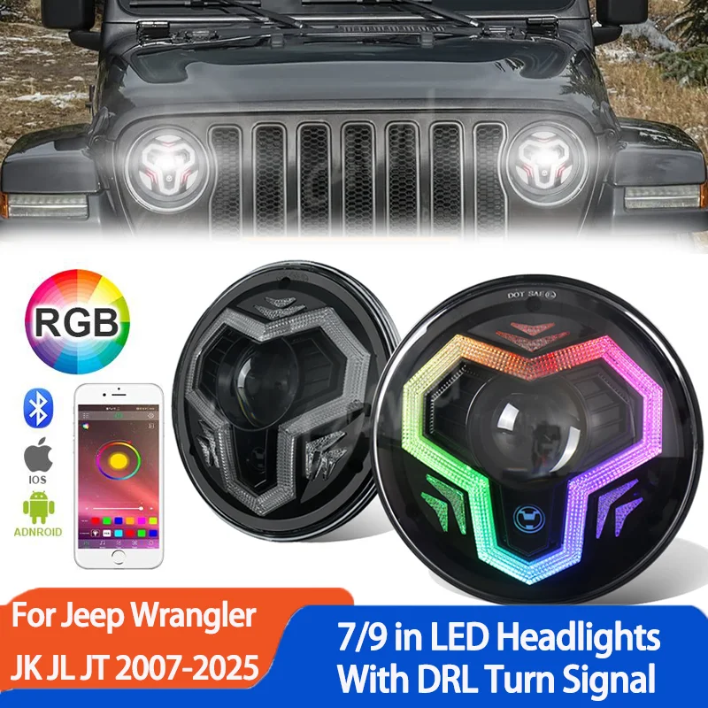 

LC4WD Exterior Accessories 7/9 inch LED Headlight with RGB DRL Turn Signal High Low Beam For Jeep Wrangler JK JL JT 2007-2025