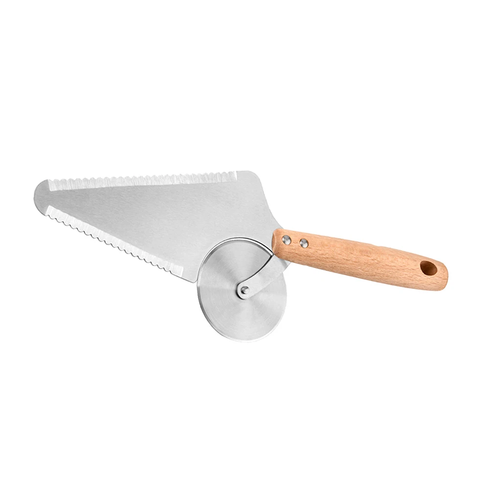 

1 pc Pizza Stainless Multipurpose Shovel Steel Wood Multipurpose Convenient Cake Spatula Steak Tool For Home Restaurant