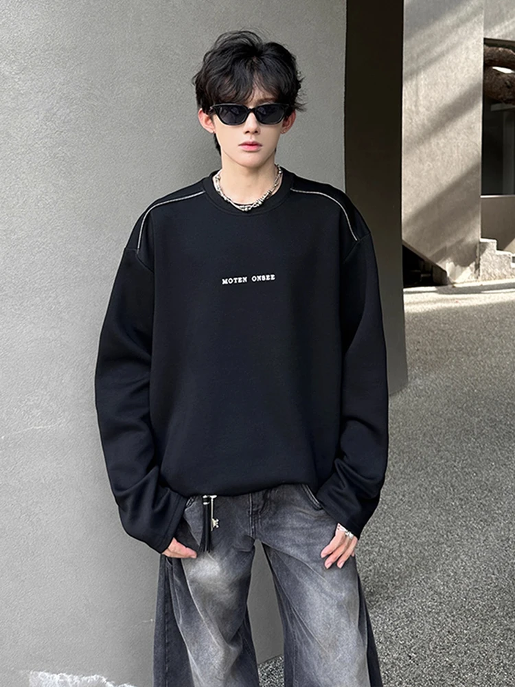 Bla Heavyweight American High Street Autumn Trendy Sweatirt Men's oulder Hard Long Sve T-irt Casual Sle Base irt