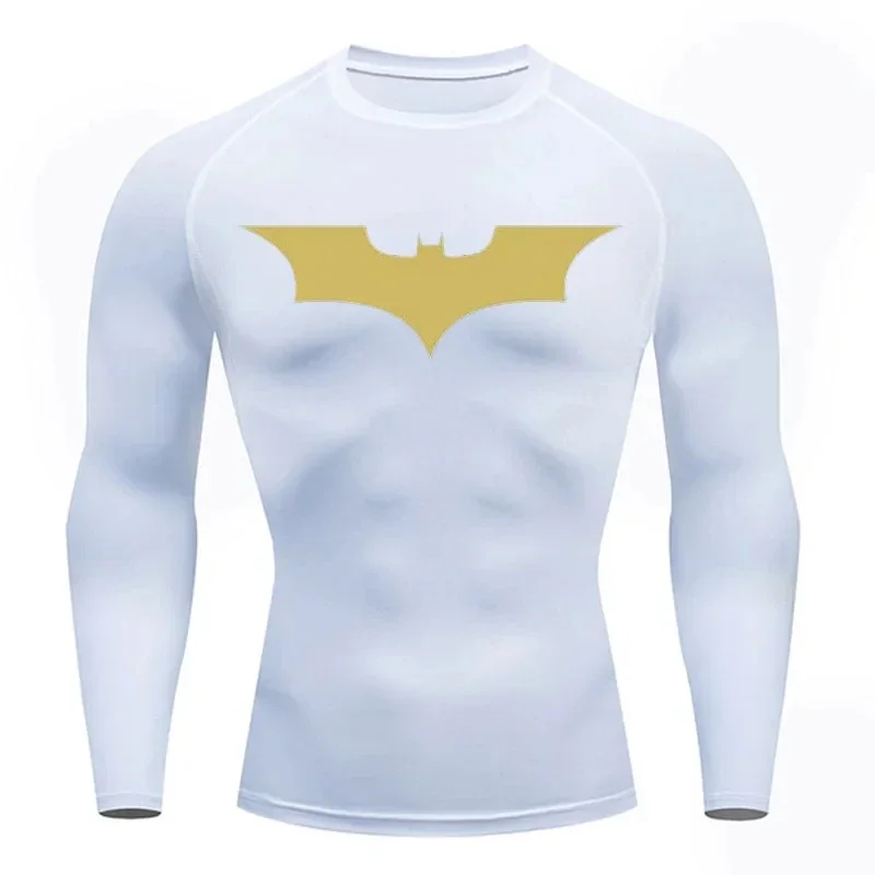 قميص ضغط بأكمام قصيرة للرجال ، أبيض ، جيد التهوية ، سريع الجفاف ، توب لياقة بدنية ، رياضي ، أكمام طويلة ، صيفي