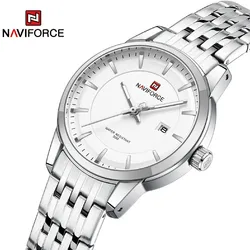 NAVIFORCE-Reloj de pulsera de cuarzo para mujer, cronógrafo de acero inoxidable, resistente al agua, luminoso, marca Original