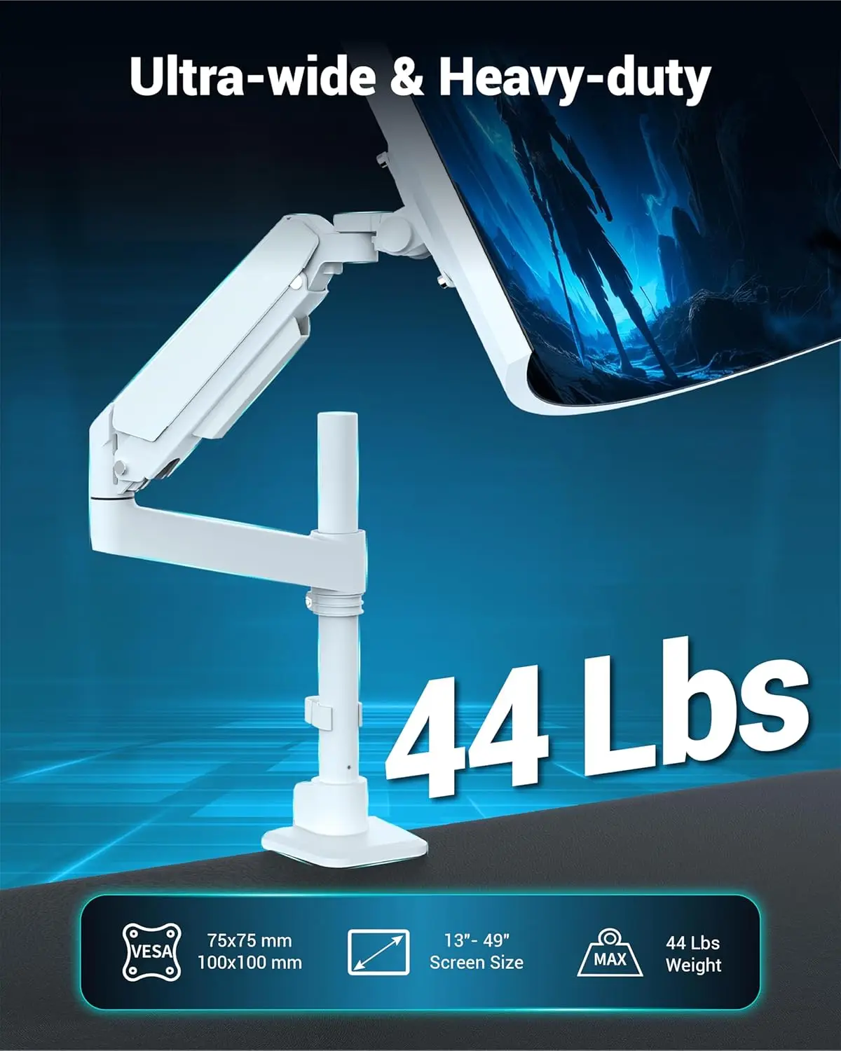 Heavy Duty Monitor Arm for 13-49 Inch Ultrawide Screens, Holds Up to 44lbs, Fully Adjustable Single Monitor Mount,New Popularity