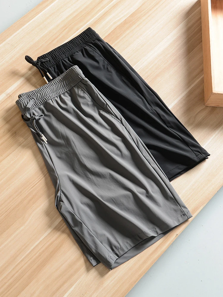 Men's Summer Fashionable City Casual Pants Ice Silk Quick Dry Four Way Stretch Five Inch Shorts Breathable Smooth Milk Silk