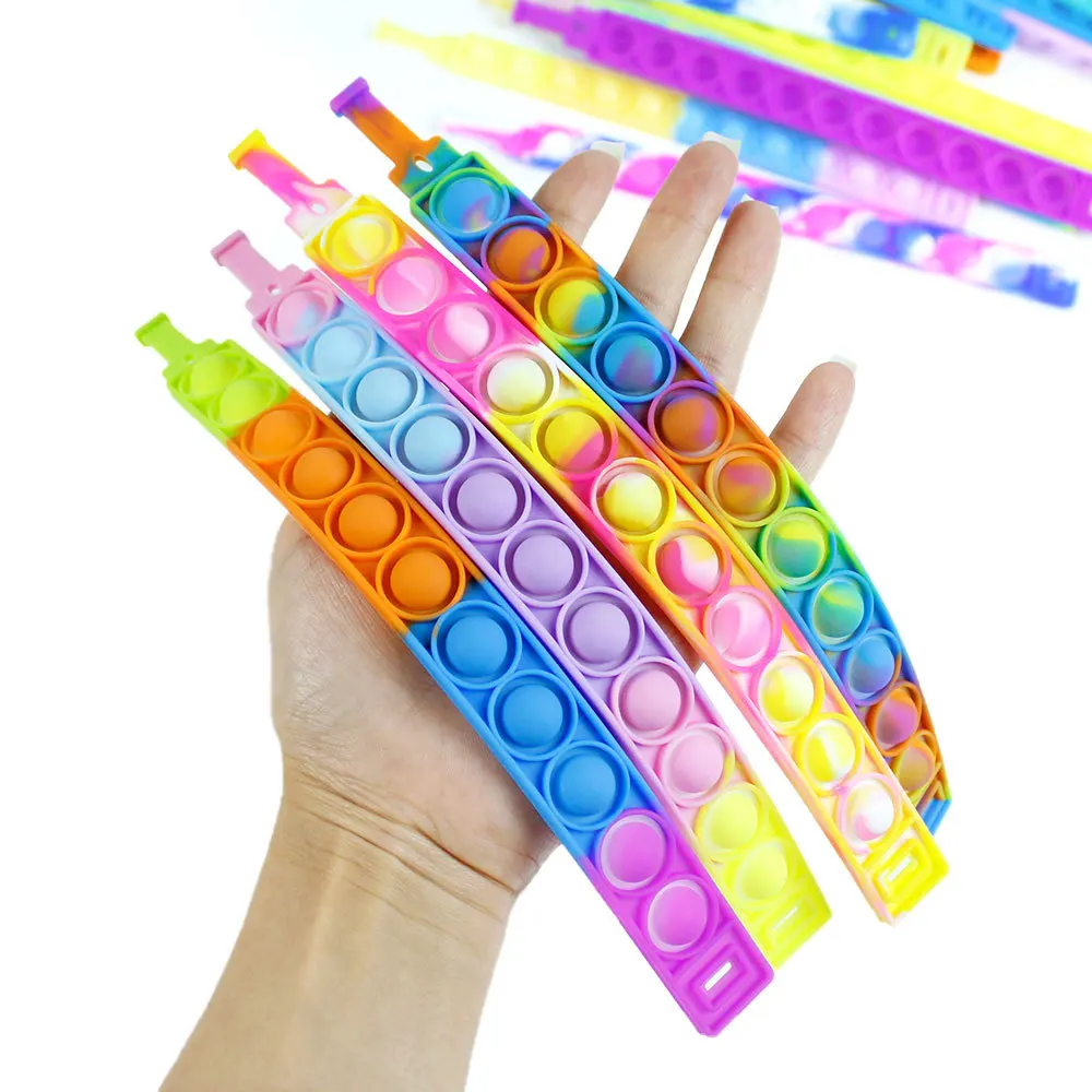 1/6/12/24PCS Pop Bracelet Bulk Fidget Toys Stress Relief Push Bubble Bracelets Sensory Toys for Kids Party Favors