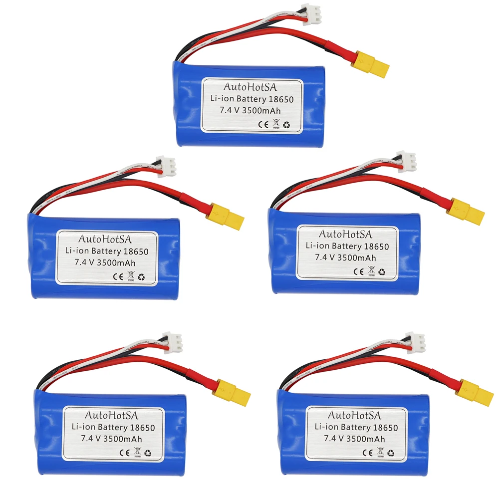 7.4V 3500mAh 2S akumulator litowo-jonowy 18650 XT60 dla Henglong 3818 3819 3838 3878 3888 3898 3909 3918 3938 3939 1/16 zbiornik RC części do zabawek