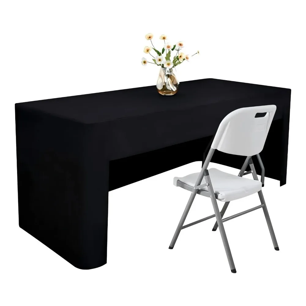 

1PC 6Ft Open-Back Tablecloth for Rectangular Table, Washable Fabric Table Cover for Craft Show, Display, Wedding, Events