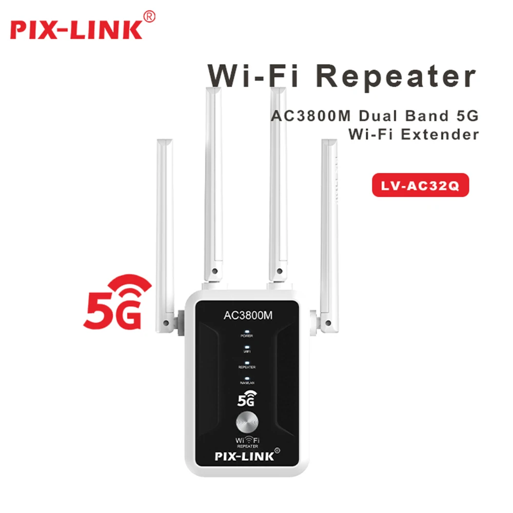 PIX New 1200Mbps Wireless WiFi Repeater Wifi Signal Booster Dual-Band 5G Extender 802.11ac Gigabit WiFi Amplifier WPS Router