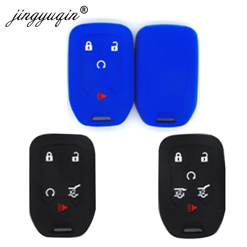 jingyuqin 10pcs 4/5/6 Buttons Soft Silicone Car Key Cover For Chevrolet 2015 2016 Gmc Yukon Suburban Tahoe Smart Key Case