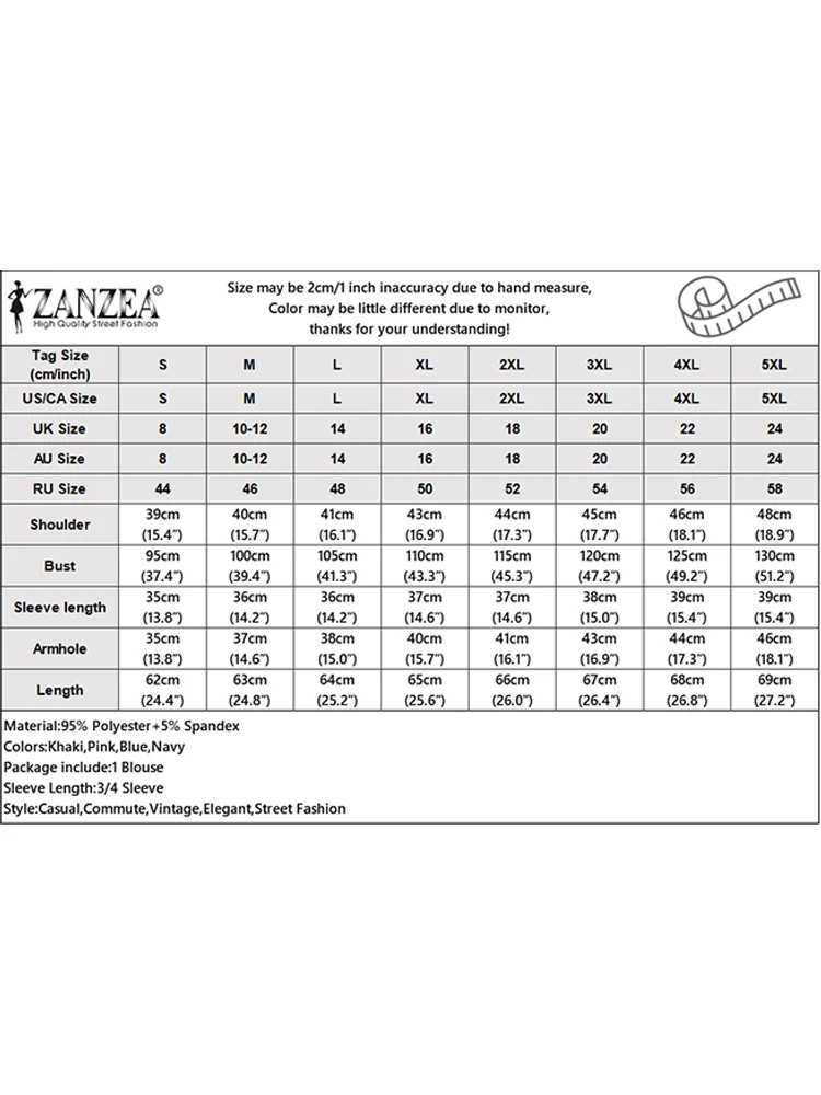 ZANZEA, blusas informales para mujer, otoño 2025, cuello redondo, volantes en capas, mangas 3/4, blusa de Color sólido, ropa diaria para mujer 3XL