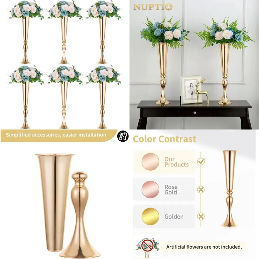 Elegant Tall Centerpiece Vases Set of 6 for Weddings and Party Decors