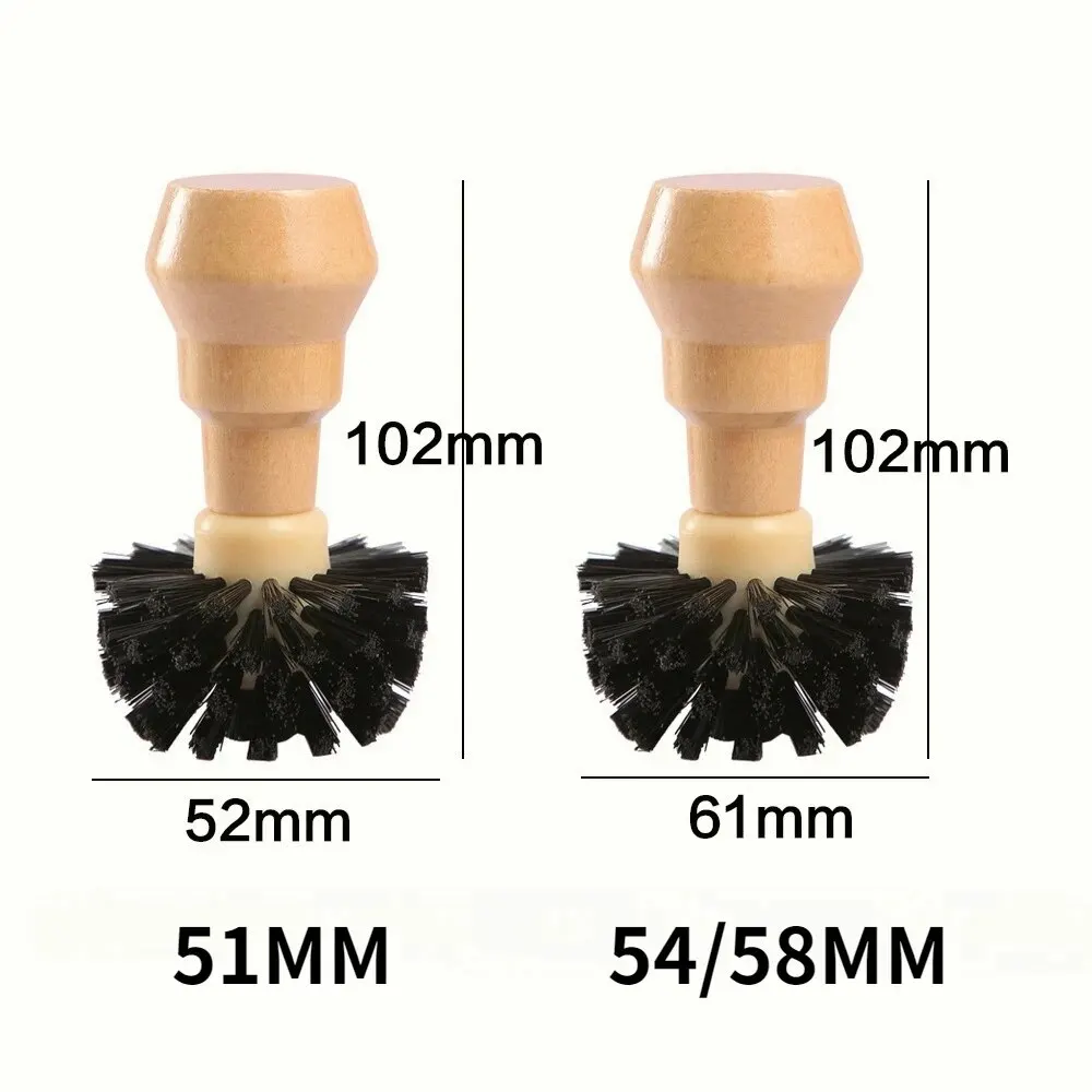 Portafilter Cleaning Brush Barista Espresso Coffee Tamper Cleaning Brush 51mm 54mm 58mm Tool with Wooden Handle Barista