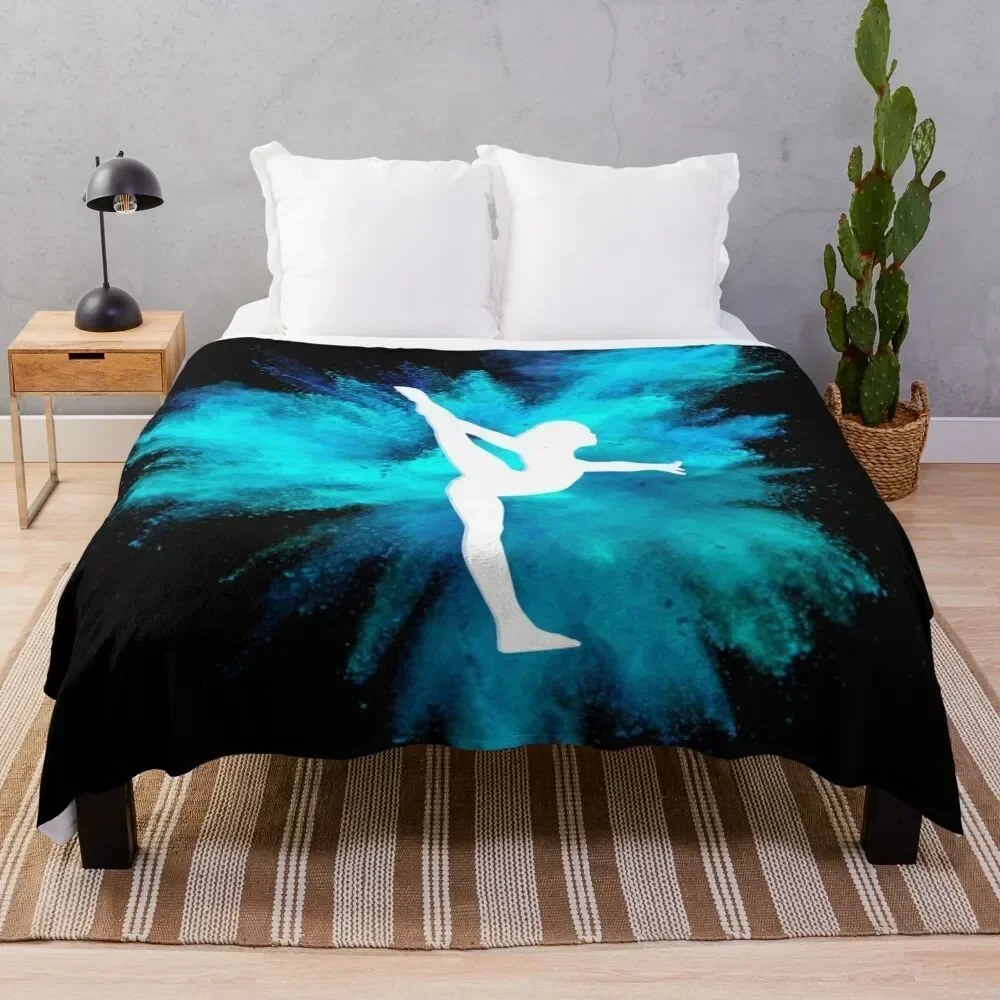 

Gymnast Silhouette - Blue Explosion(On Black) Throw Blanket Decorative Sofas Nap Decorative Throw Blankets For Bed Blankets