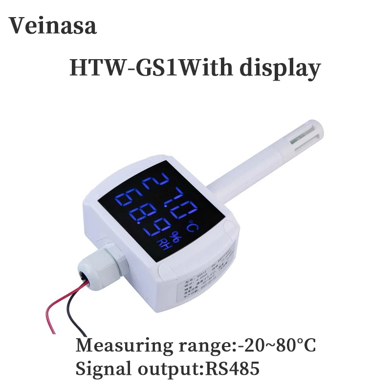 

HTW-GS1-RS485-D Indoor Temperature & Humidity Transmitter Wall-Mounted Digital LCD Sensor ABS Material 1 Year Warranty