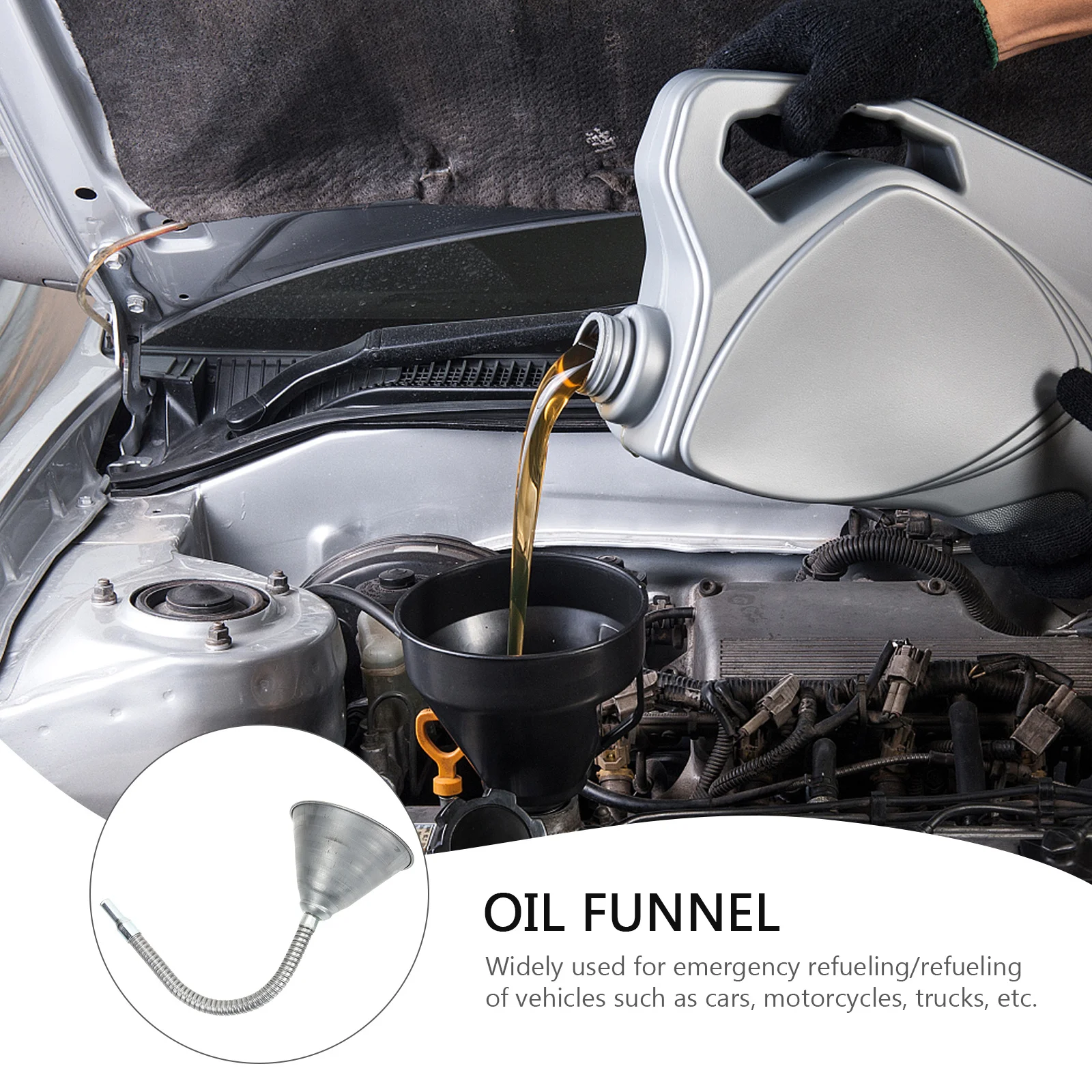 

Oil Funnel Fuel Funnel Long Neck For Car Truck Motorcycle Oil Change Tool Automotive Refueling Accessory