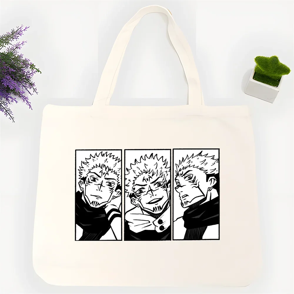 Jujutsu Kaisen Anime Sukuna Ryomen Canvas Bag Casual Large Hand Bags For  Ladies Shopping Handbag Print Large Capacity Bag