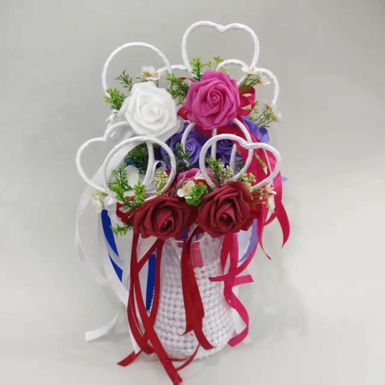 Hochzeitsstrauß der Braut, magischer Feenstab für Kinder, künstliche Blumen, Schleierkraut, Rosen, Hochzeitsfotorequisiten