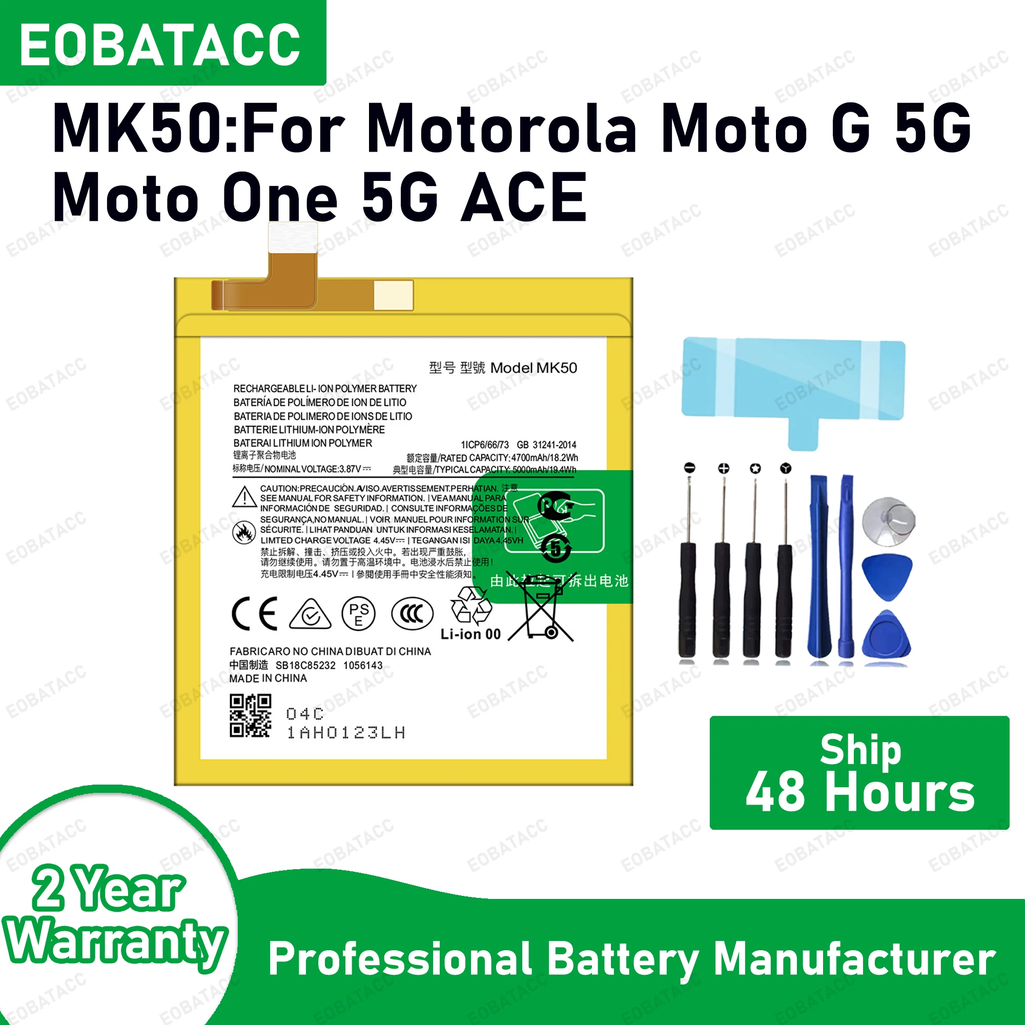 

100% New High Quality MK50 5000mAh Battery For Motorola Moto G 5G/Moto One 5G ACE tablet Battery Bateria