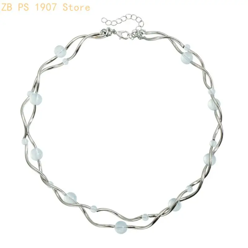Lightweight Flexible Double Layer Helical Copper Tube Bead Necklace Ensuring Comfort for Extended Wear and Unique 55KA