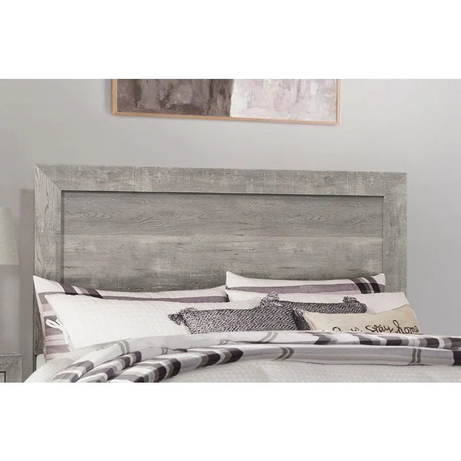 Rustic Gray Finish Full Size Panel Bed Wooden Bedroom Furniture 1pc Bed in a Box