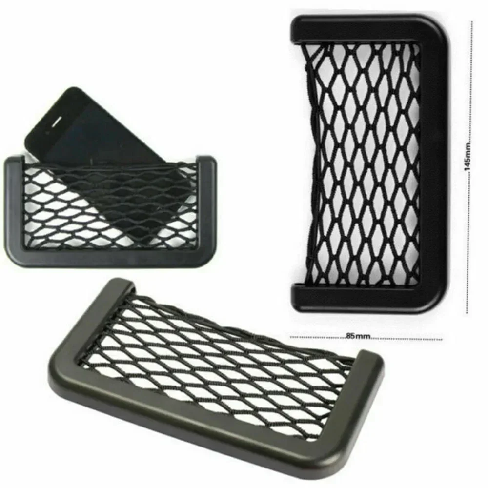 3pcs Universal Car Organizer Mesh Storage Bag Net Pocket Phone Holder Net Auto Seat Side Interior Back Sundries Pocket Holder image 2