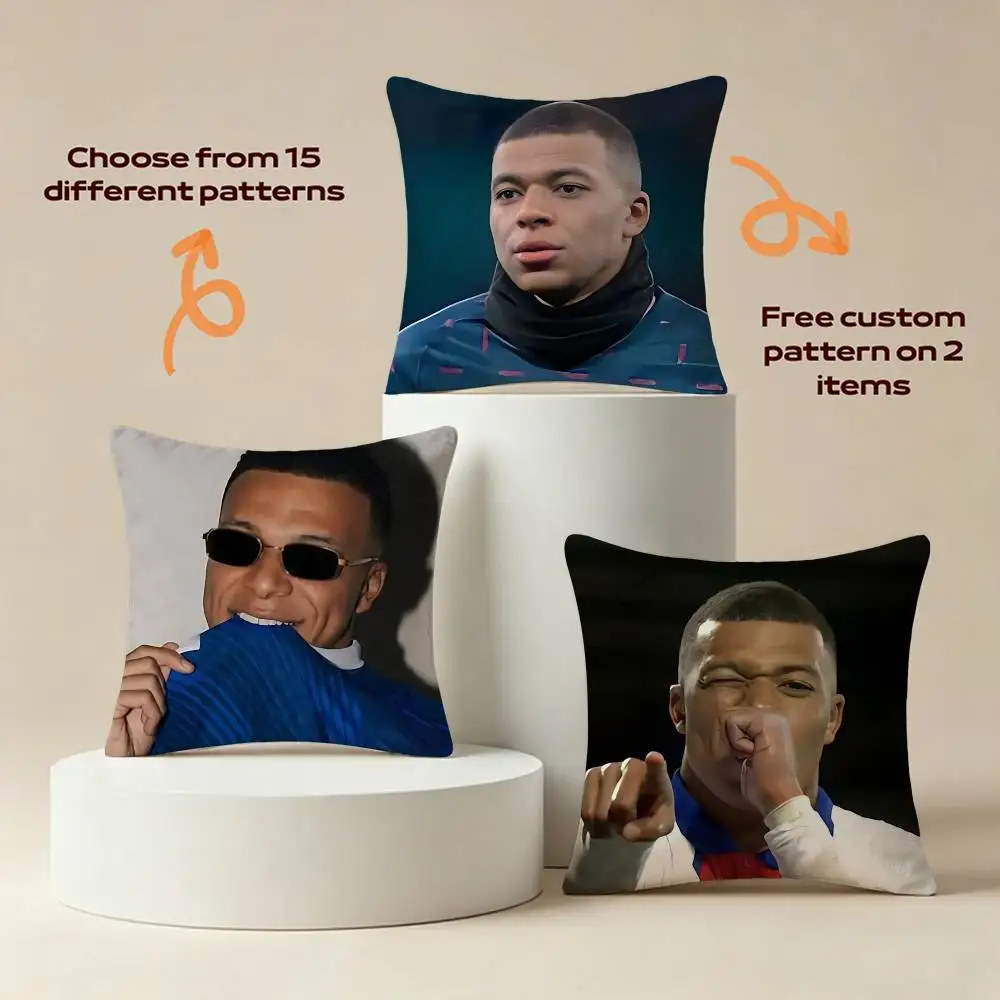 Kyky K-Kylian NO-10 M-Mbappe Square Sofa Pillow Cover Solid Color Living Room Home Decor Cushion Case