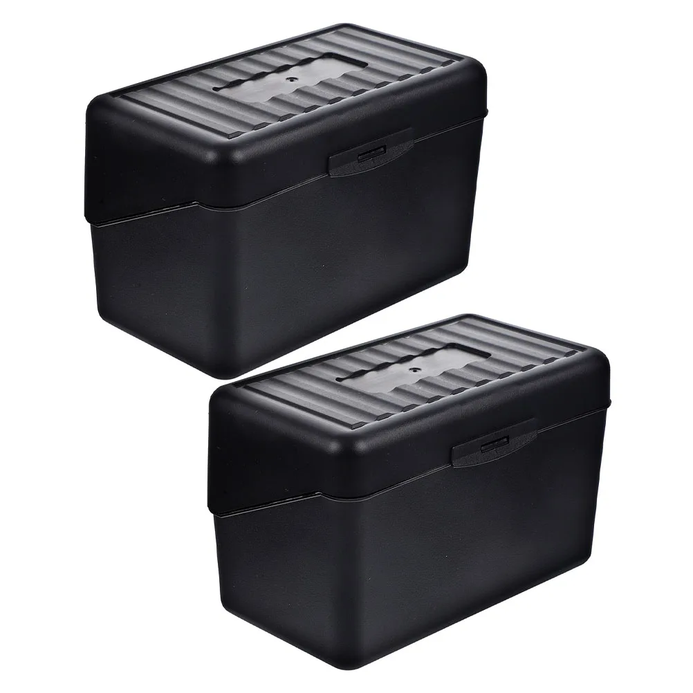 

2 Pcs Cards Case Box Plastic Storage Desk ganizer Index Business Card Holder Card Holder Office Accessory